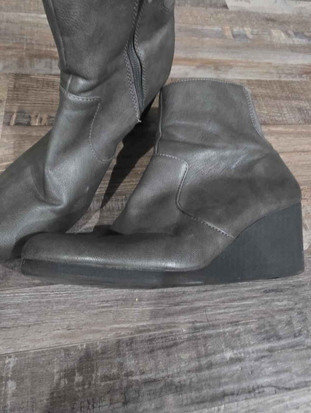 Women's Gray Wedge Ankle Boots